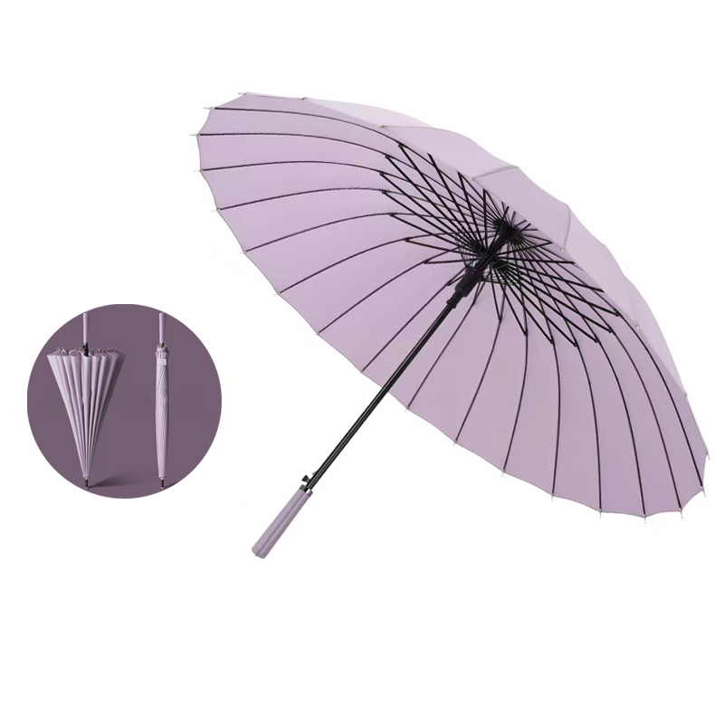 24 Ribs Windproof Umbrella with Leather Handle 6