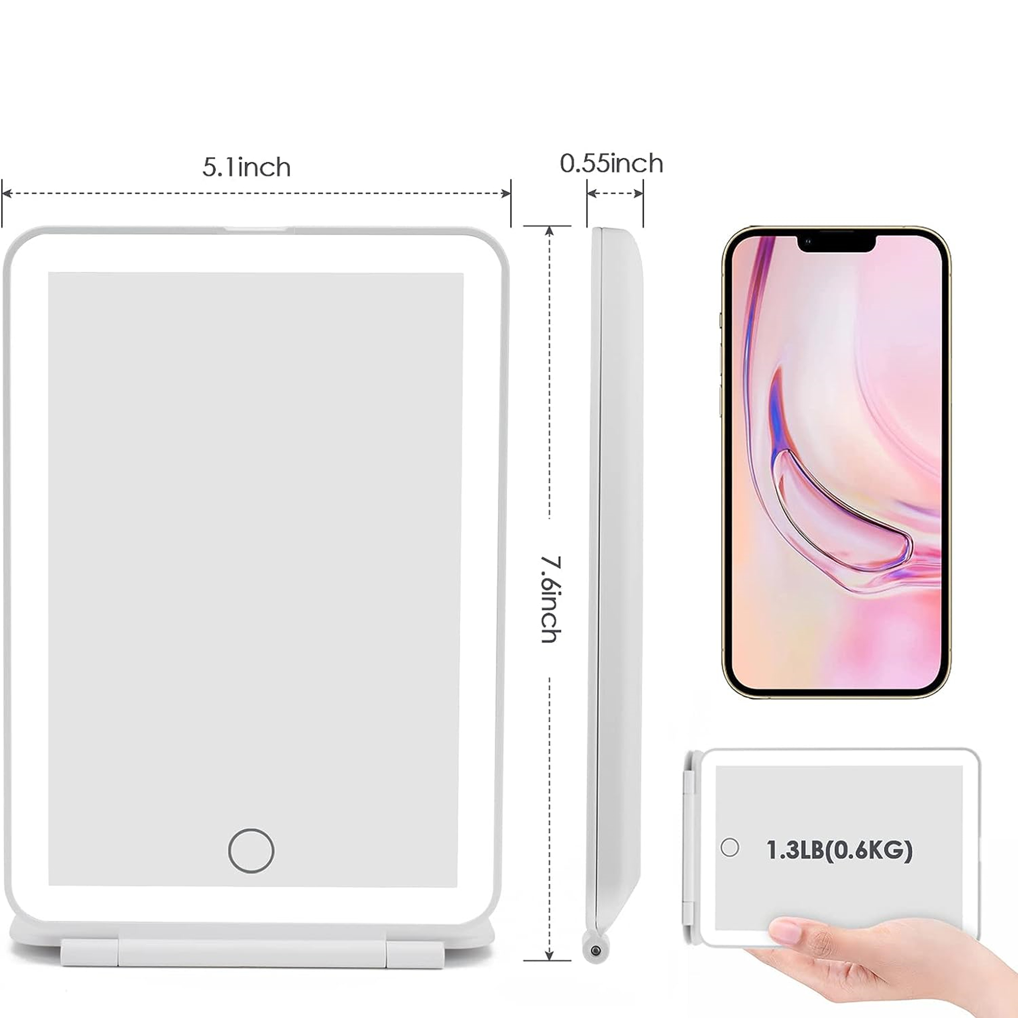3 Color Light Rechargeable Makeup Mirror 2