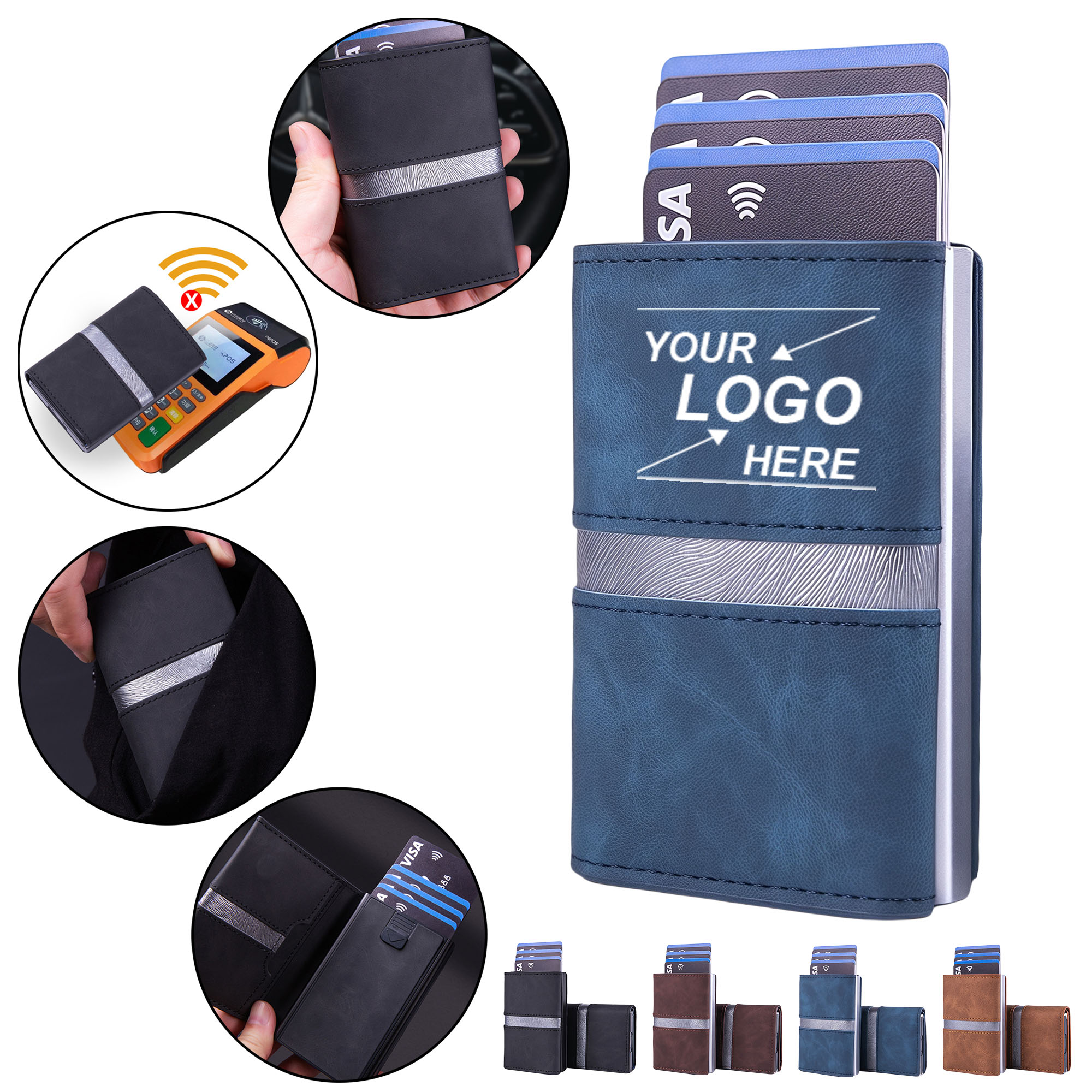 RFID Blocking Carbon Fiber Aluminum Credit Card Holder Men's Wallet 4