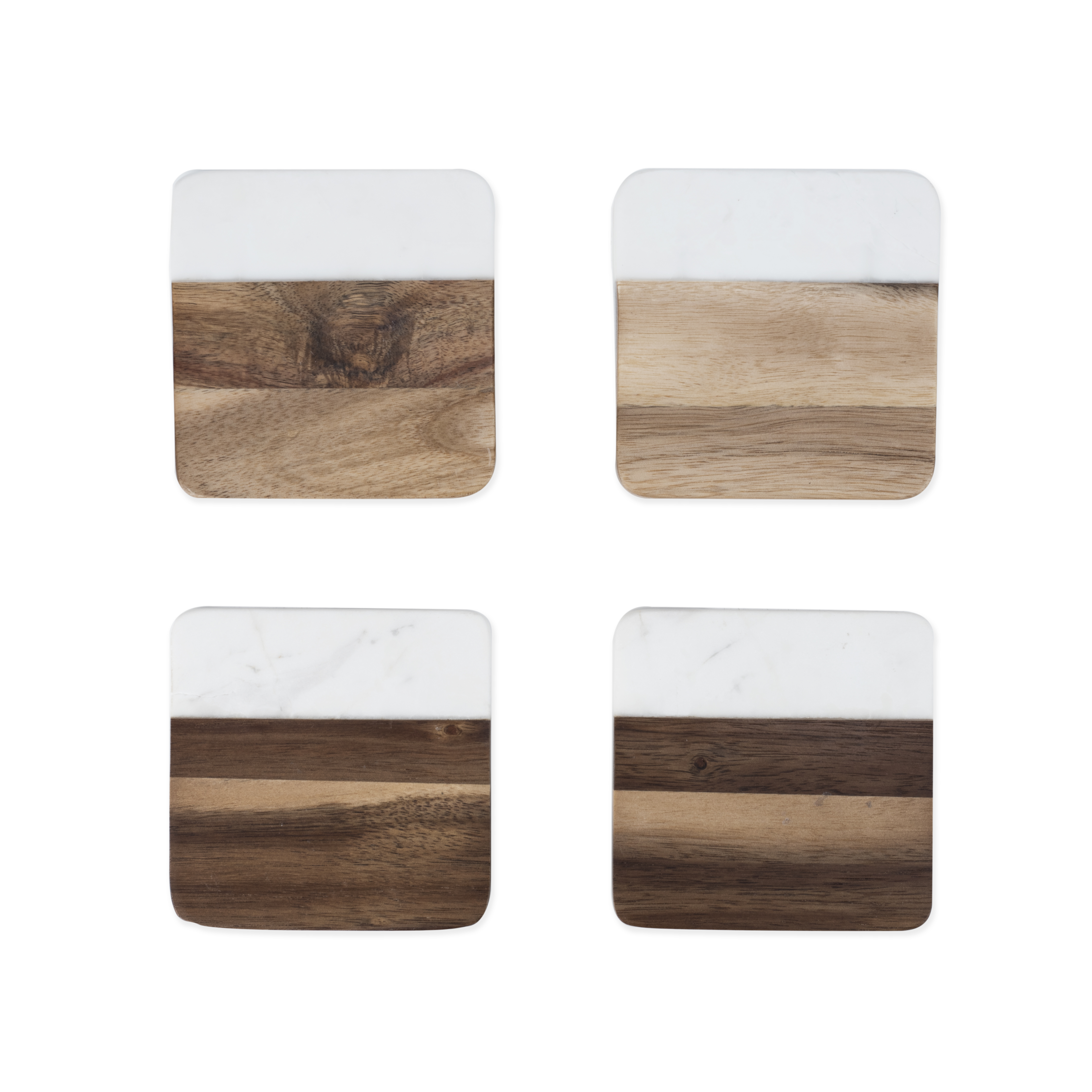 Twine Living® Marble & Acacia Coaster Set 6