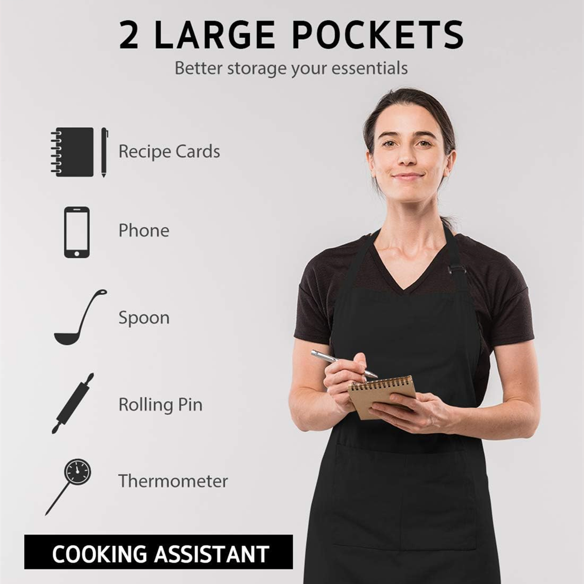 Waterdrop Resistant Adjustable Bib Apron With 2 Pockets 3