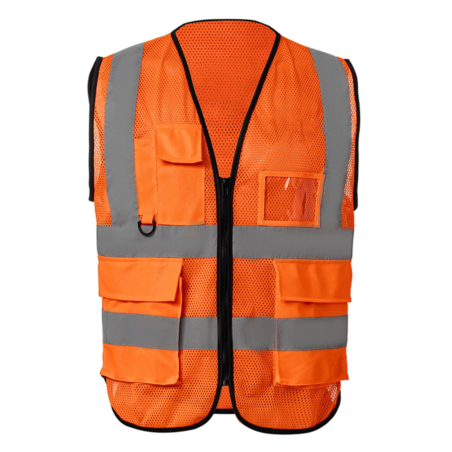 3.8 Oz. Polyester Double Band Class 2 Reflective Safety Vest With 4 Pockets