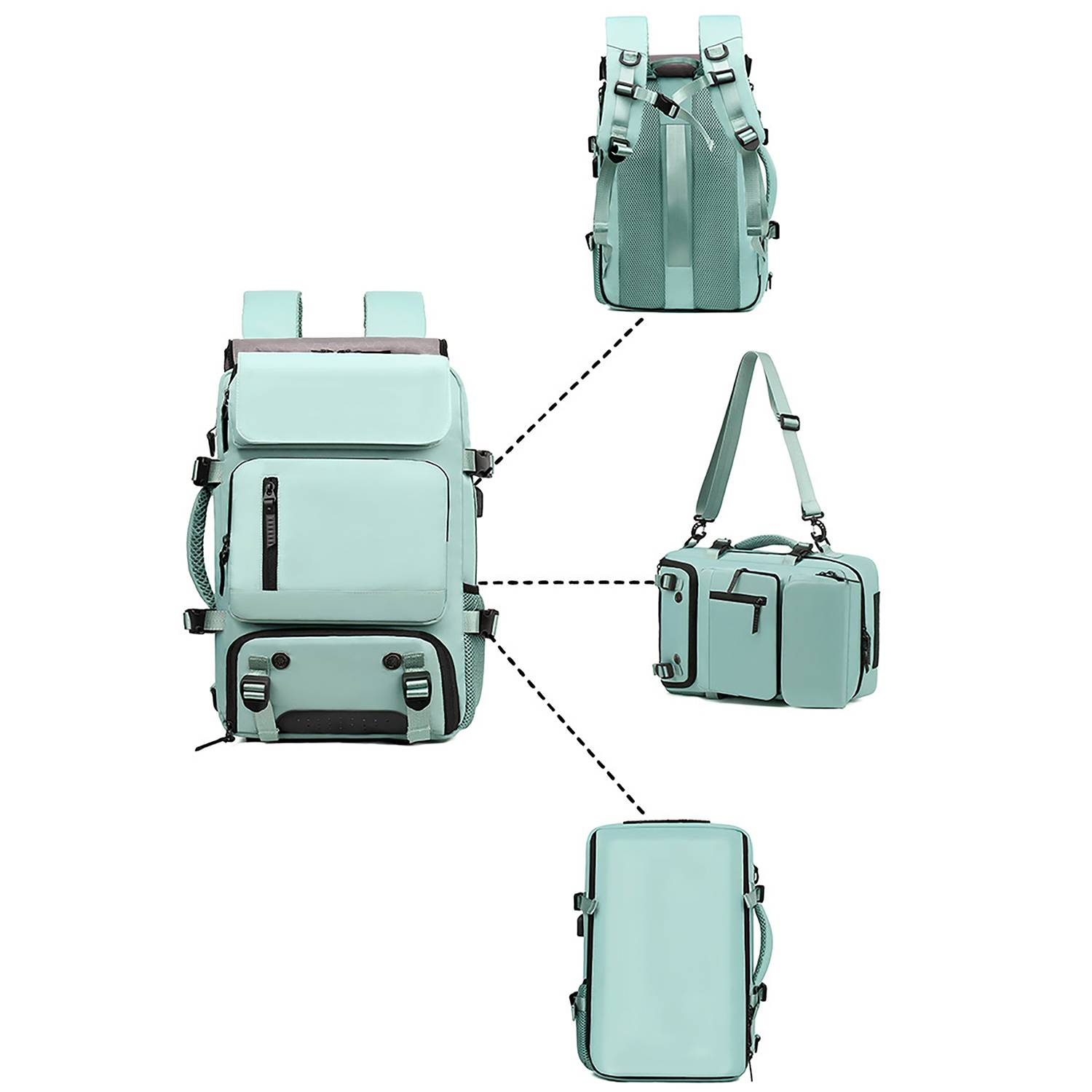 Waterproof Travel Nylon Backpack W/ Usb Port 14