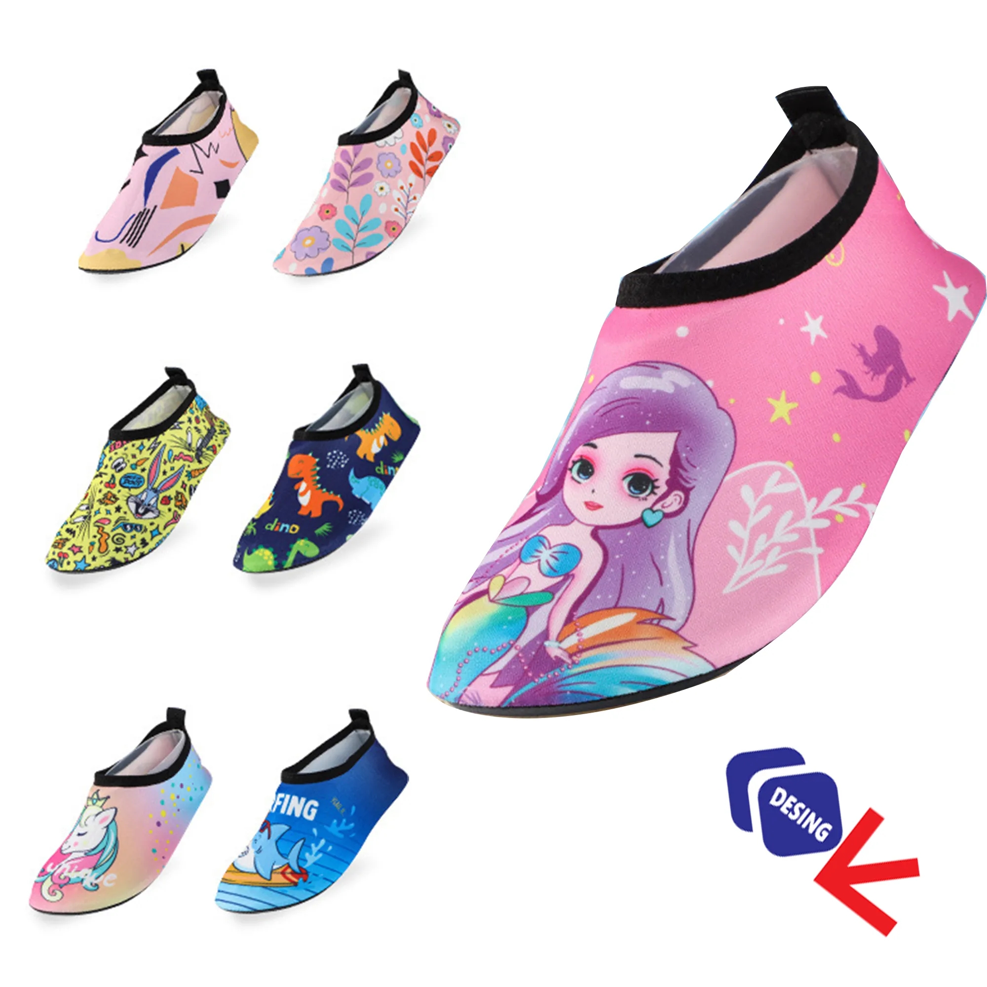 Custom Full Color Women's Men's Outdoor Beach Water Shoes 3