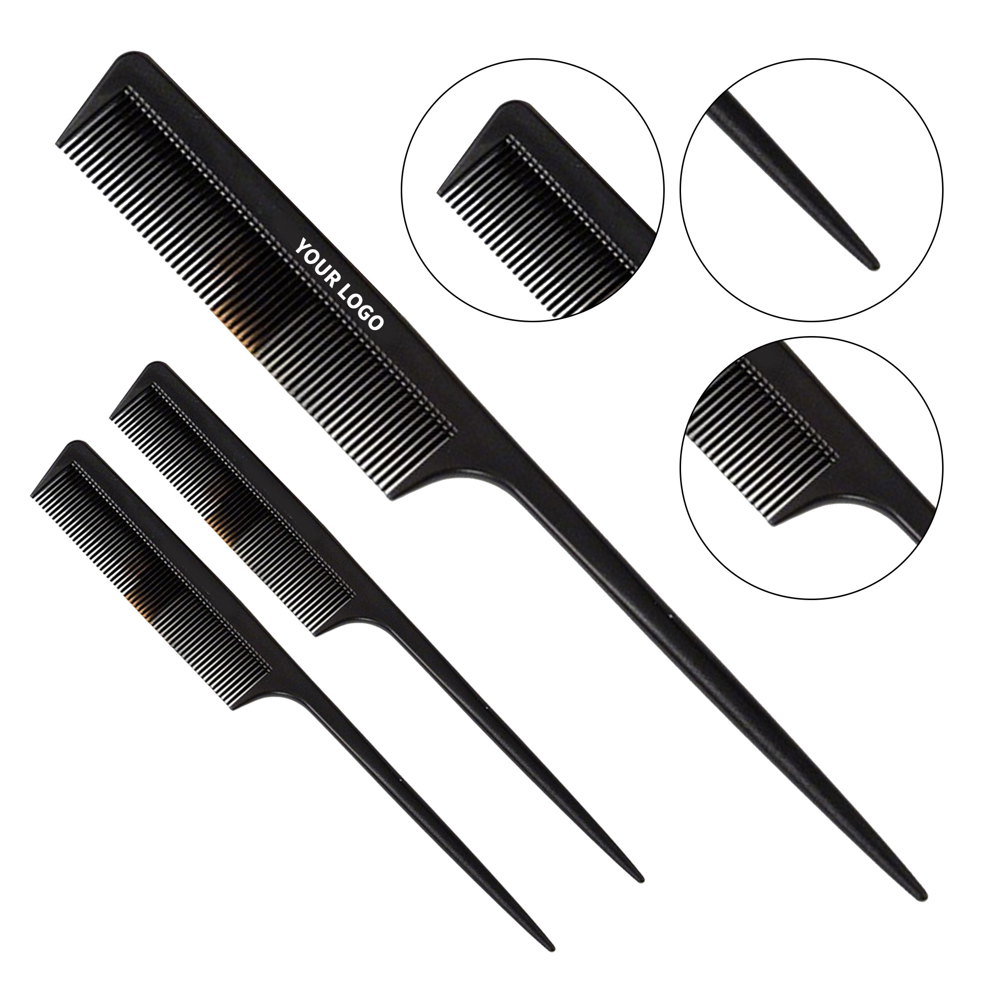 Skinny Hairdresser Rat Tail Comb Narrow Tooth Teasing Design 3