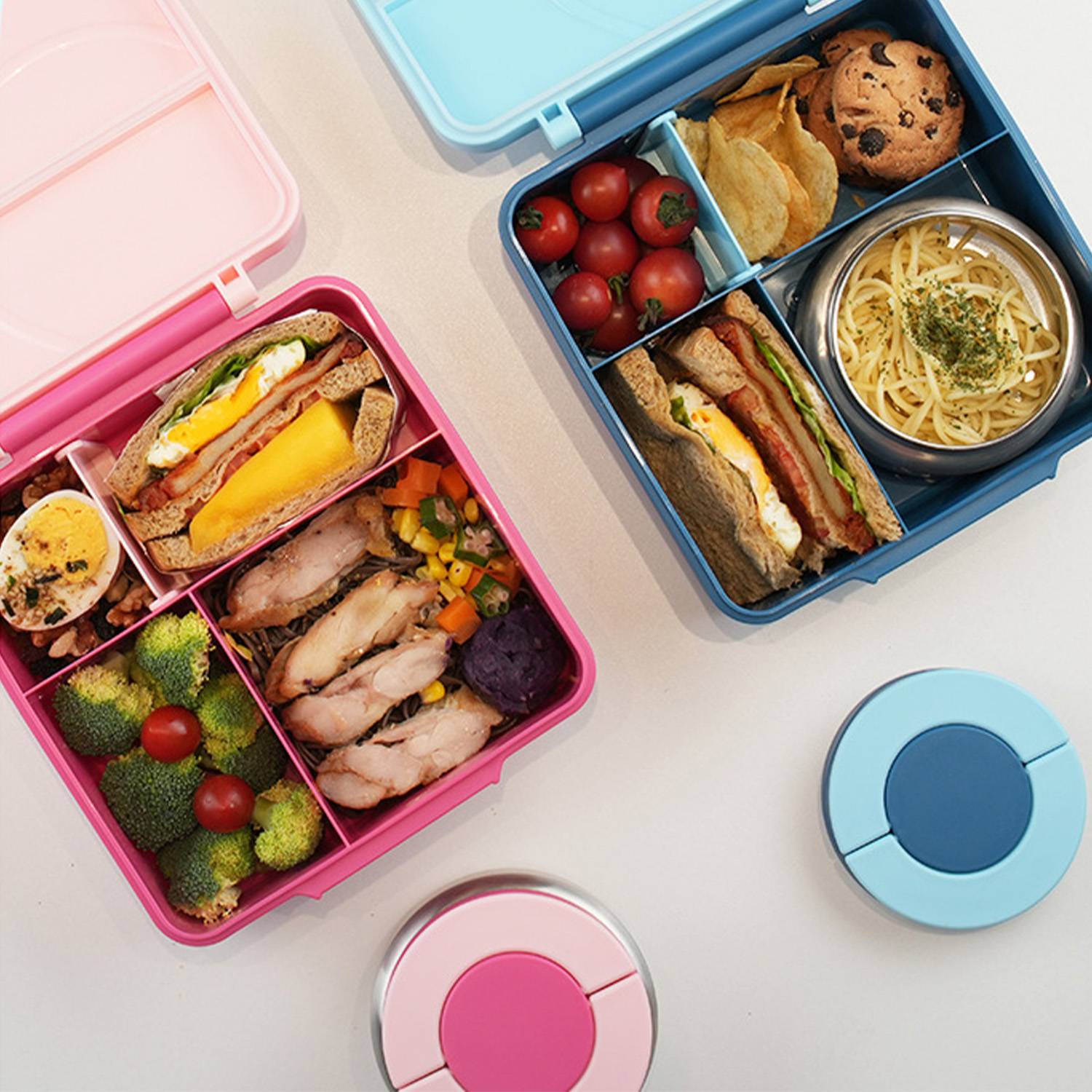 Food Grade PP Bento Lunch Box w/ Stainless Steel Bowl 6