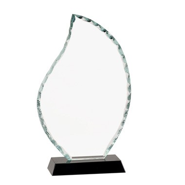 8 1/2" FLAME FACET GLASS ON BLACK BASE TROPHY 2