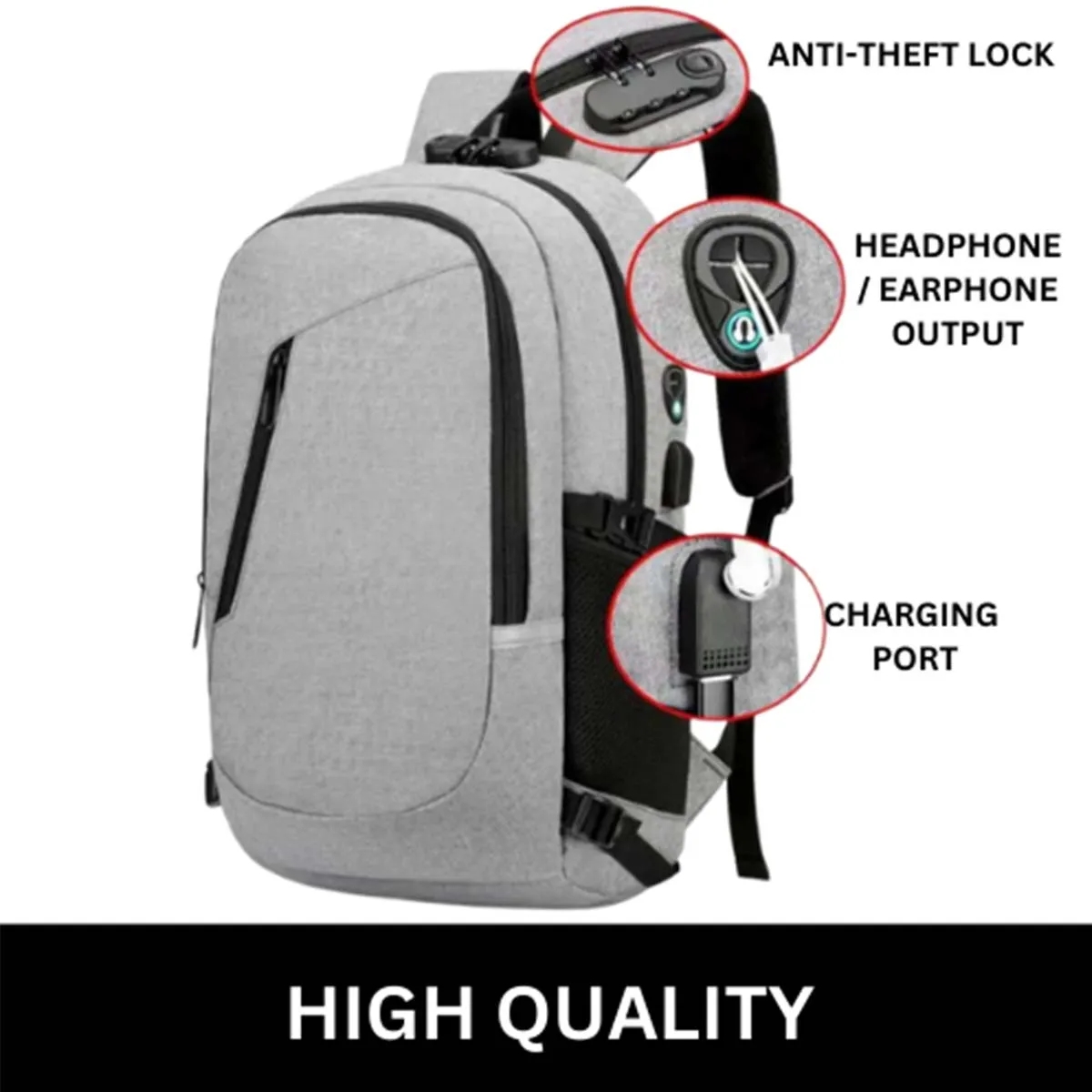 Travel Laptop Anti Theft Backpack USB Charging Port Lock Bag 4