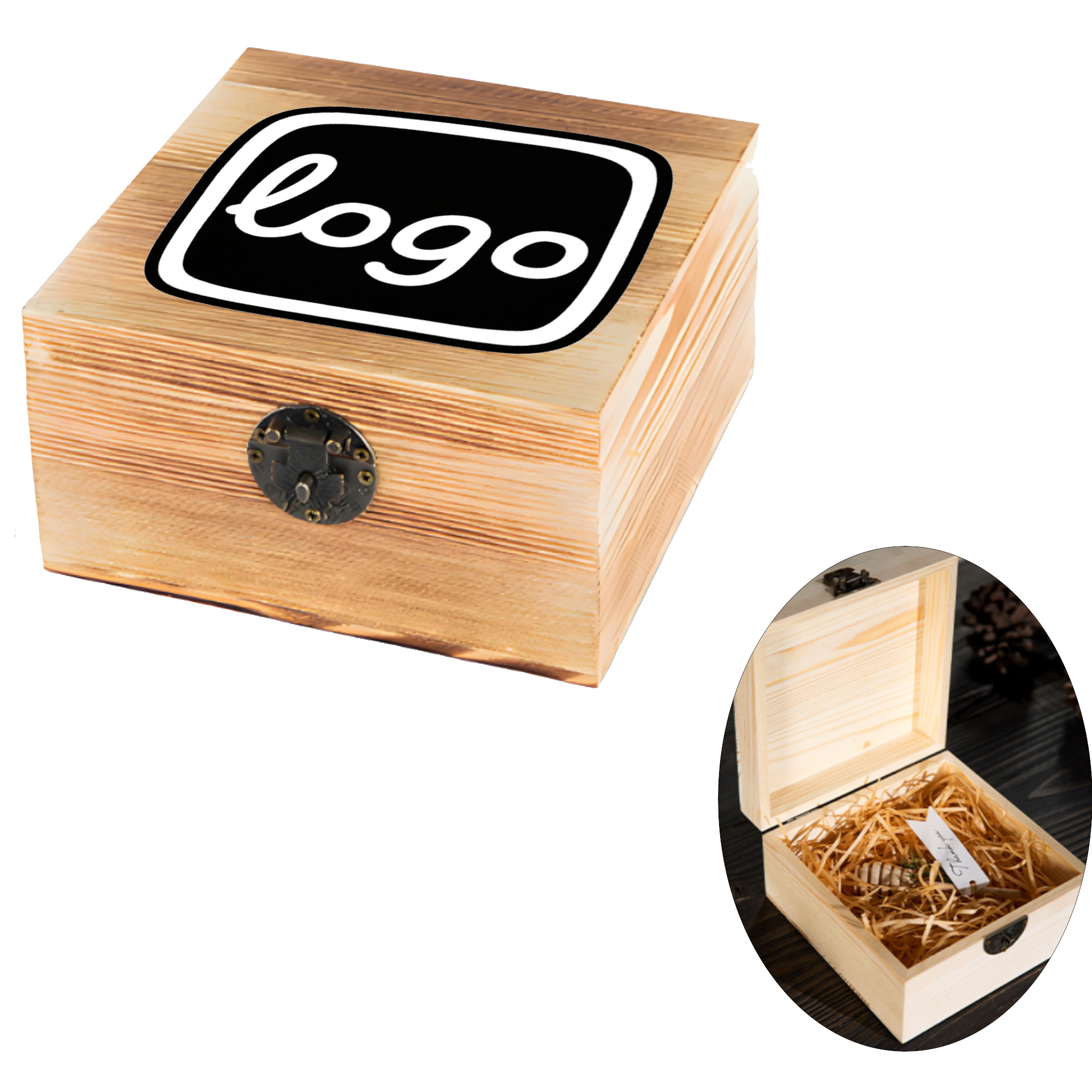 Wooden Storage Box Cuboid Flip Top Jewelry 3