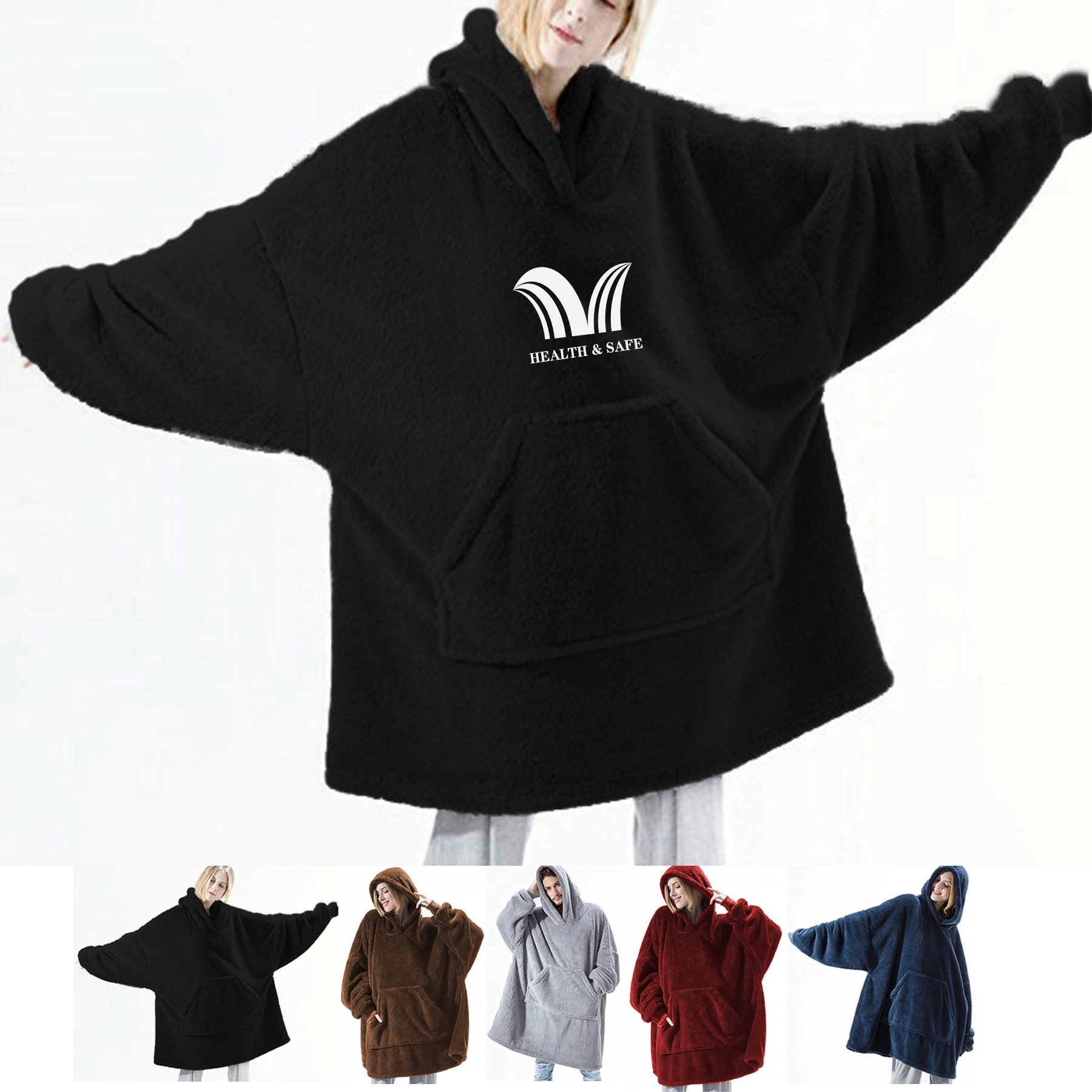 Fleece Hoodie Wearable Blanket 3