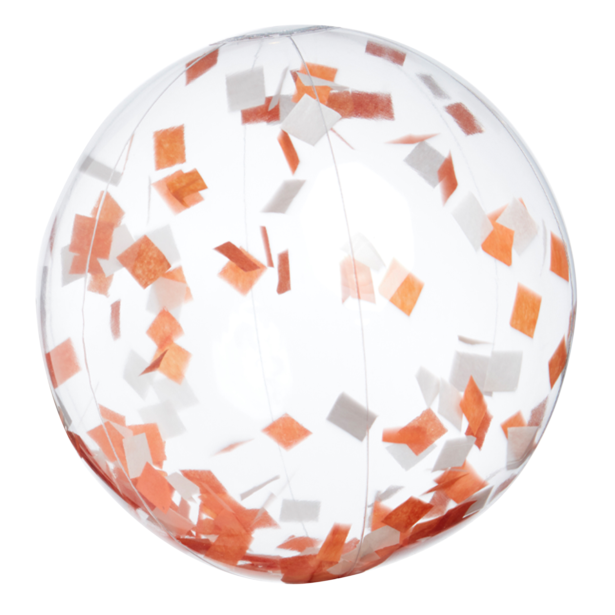 16" Orange and White Confetti Filled Round Clear Beach Ball 3