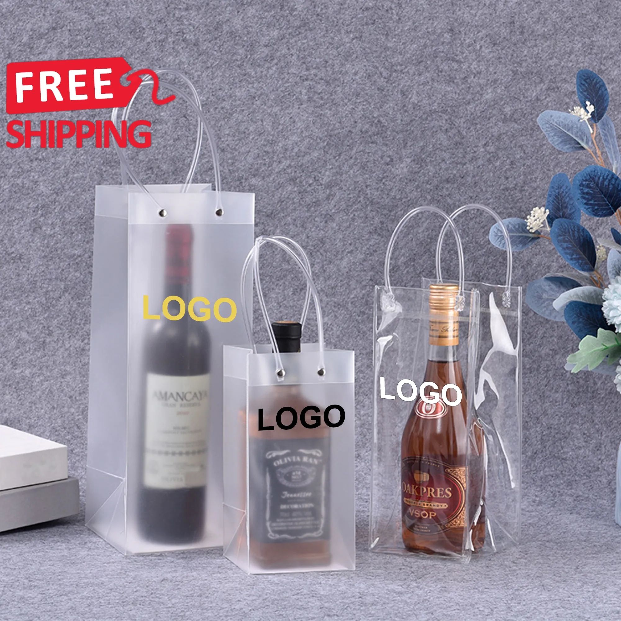 Clear PVC Wine Bottle Cooler Bag with Handles 4