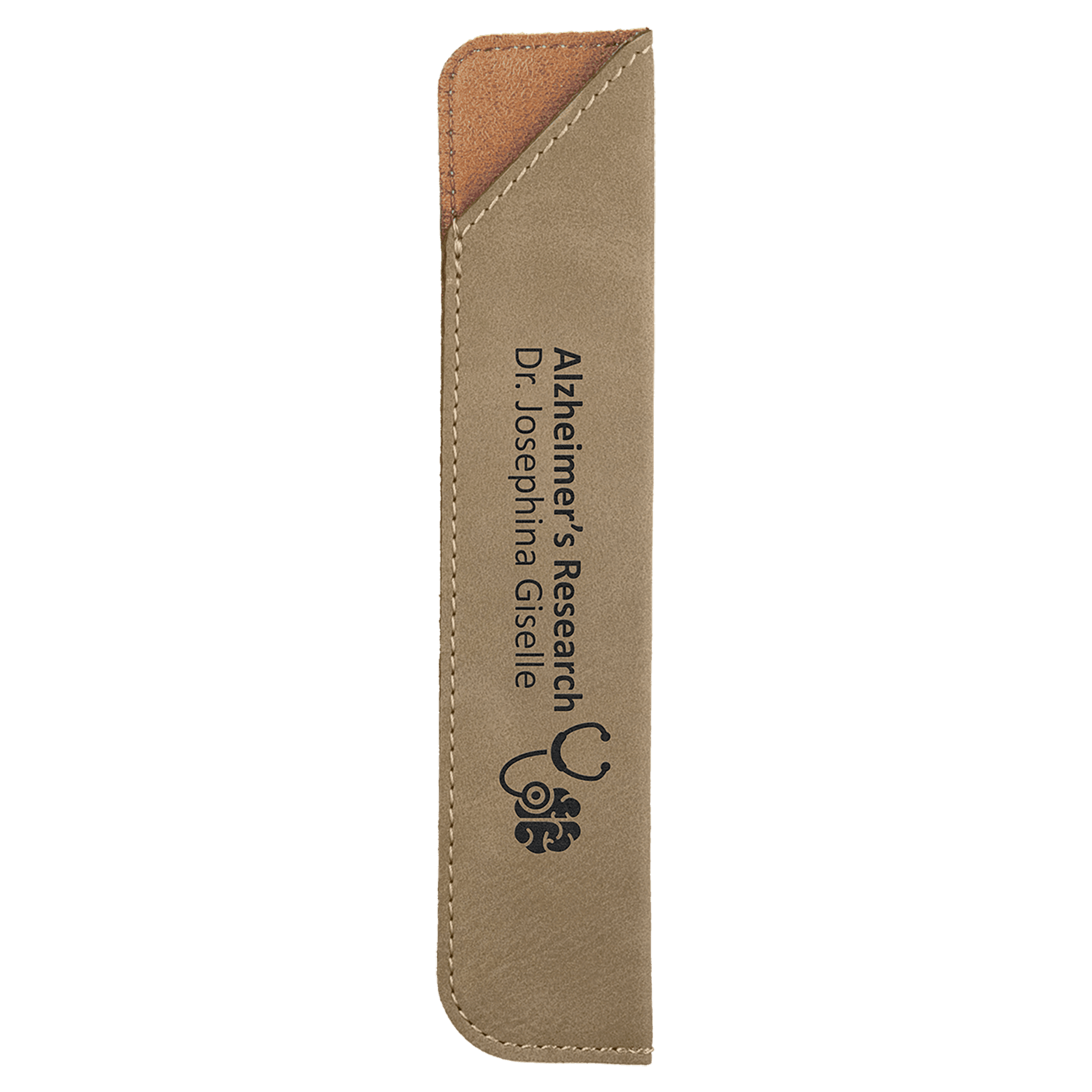 6 1/4" Light Brown Leatherette Pen Sleeve 1