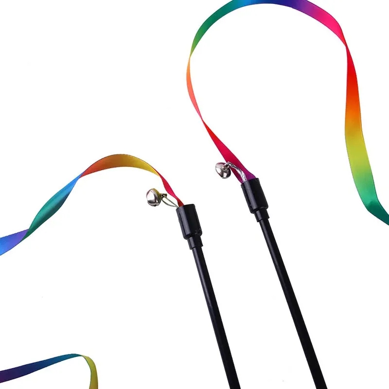 Interactive Cat Rainbow Teaser Wand String Colorful Ribbon 2