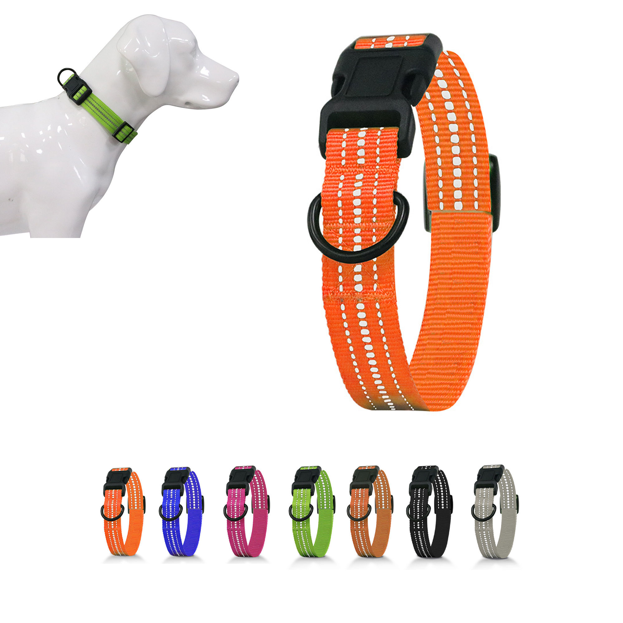 Dog Collar With Buckle Adjustable Safety Nylon Collar 4