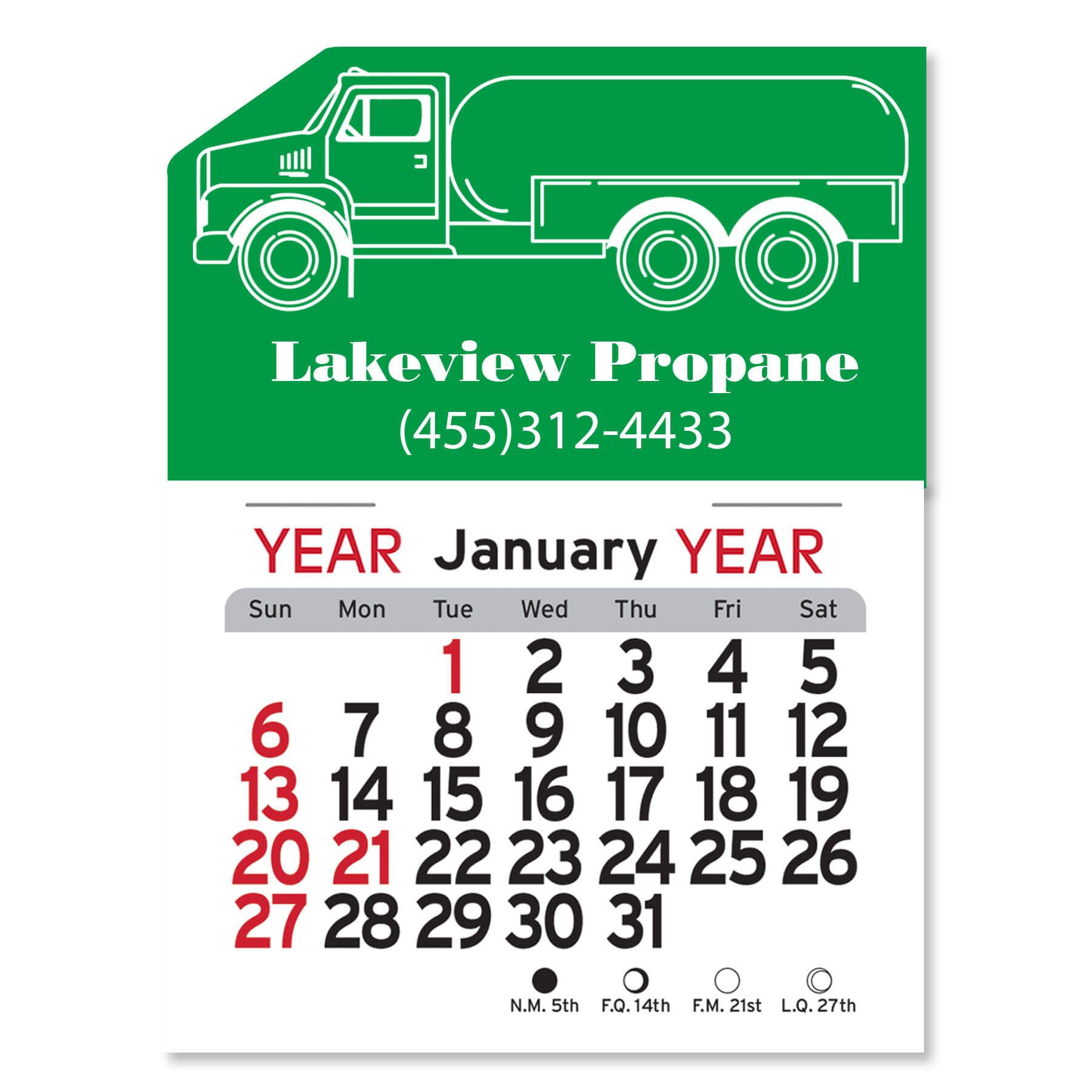 Adhesive Peel-N-Stick® Calendar - Propane Truck 3