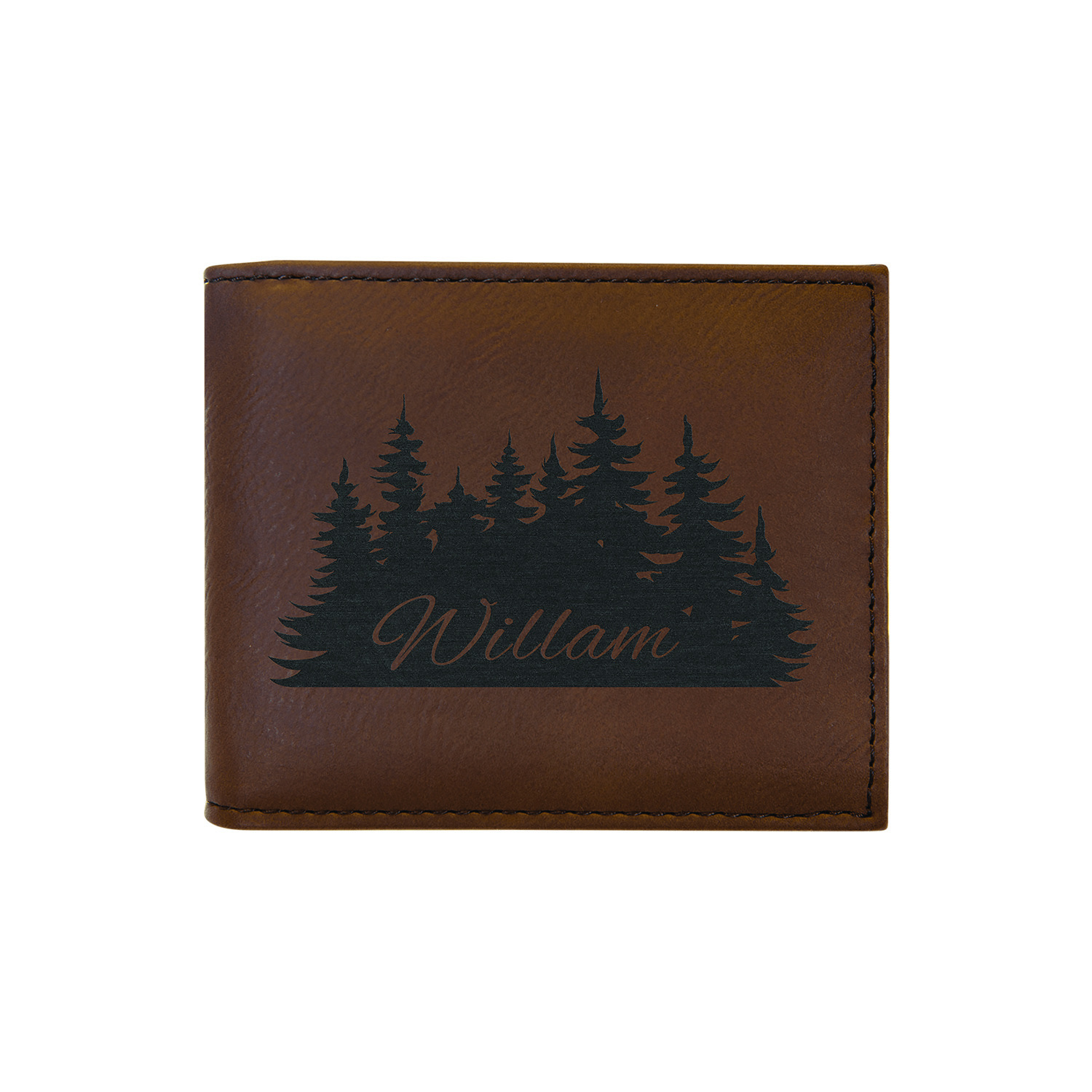 Dark Brown Leatherette Bi-Fold Wallet w/ Flip ID Display