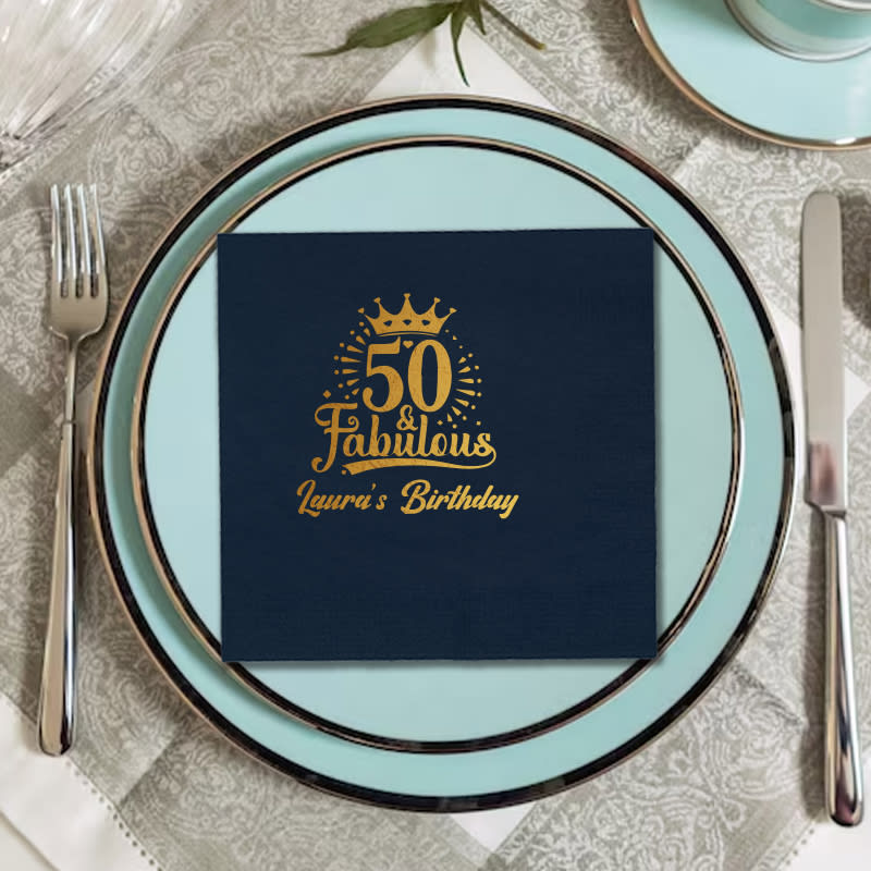 Foil Stamped Square Dinner Napkins 11