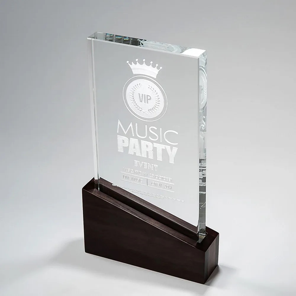 Wood Plaque Crystal Trophy 5