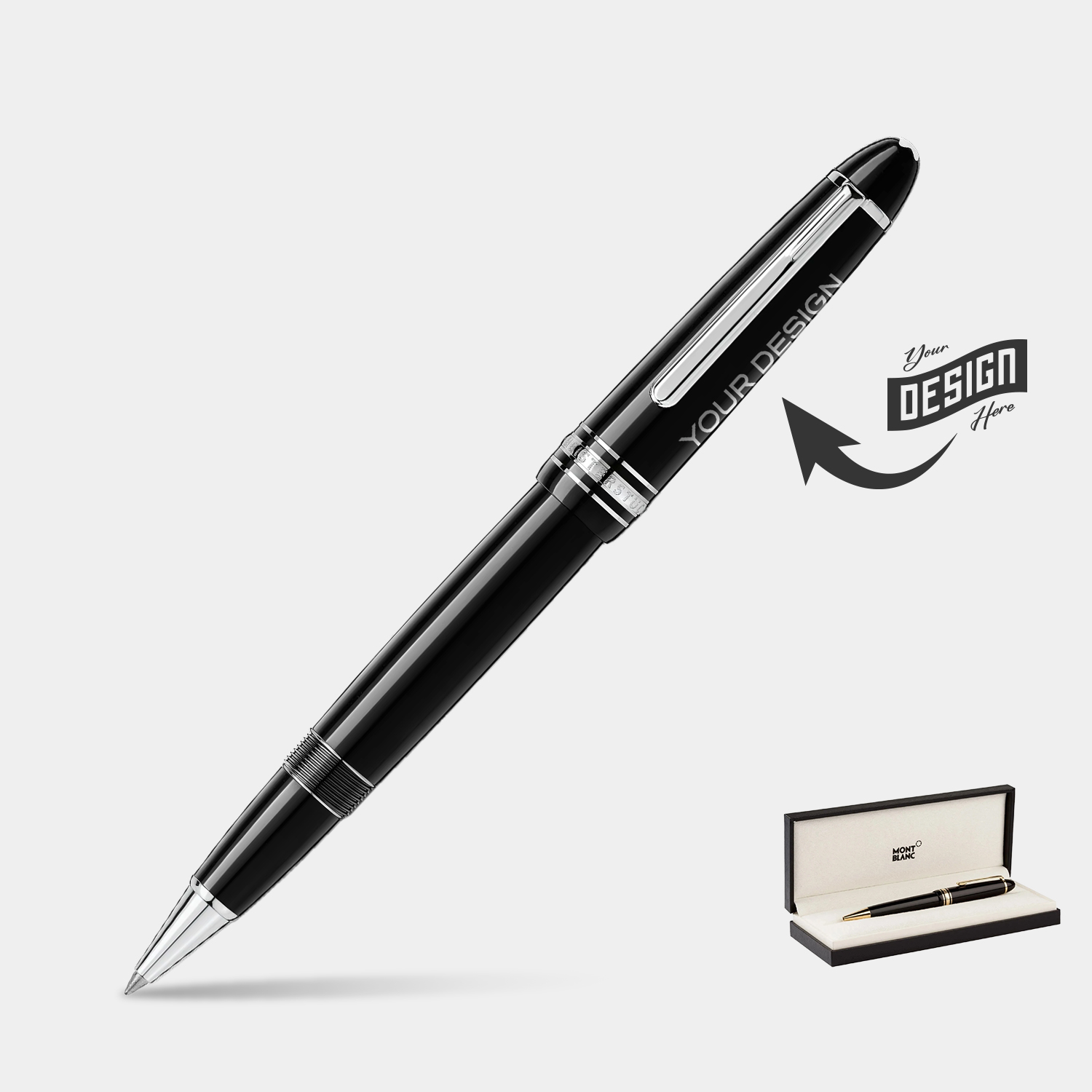 MONTBLANC® Meisterstück Luxury Platinum-Coated LeGrand Rollerball Pen w/ Gift Box 3
