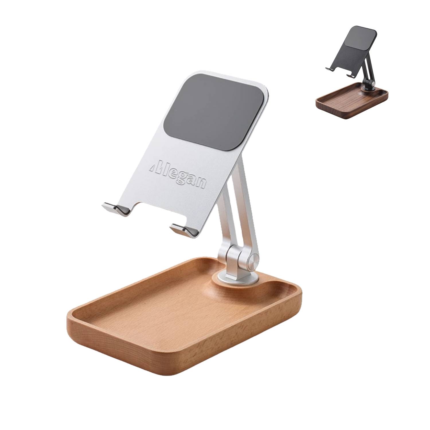 Aluminum Alloy Solid Wood Rotating Folding Phone Holder