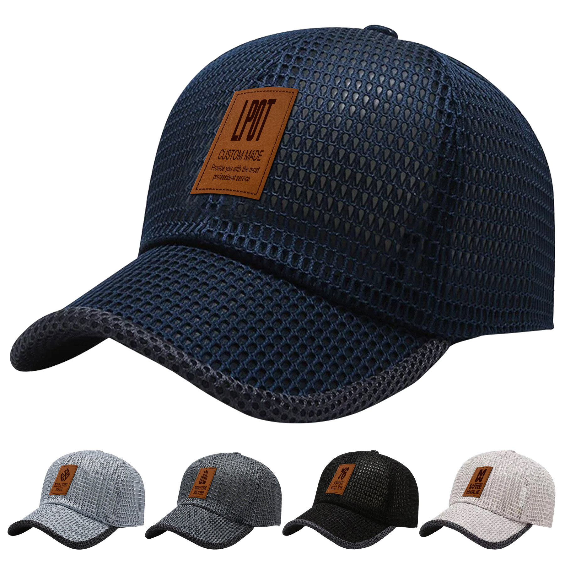 Summer Breathable Mesh Baseball Cap With PU Patch 2