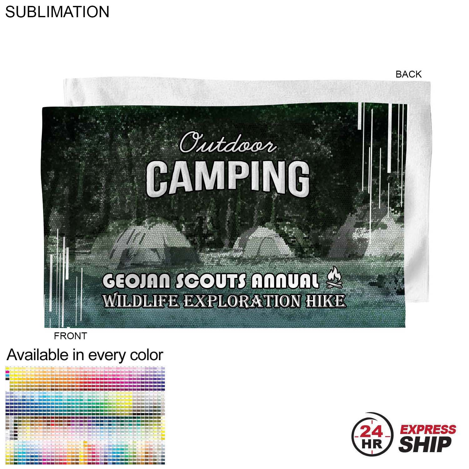 24 Hr Express Ship - Microfiber Dri-lite Terry Towel, 15x25, Sublimated Edge to Edge 1 side 10
