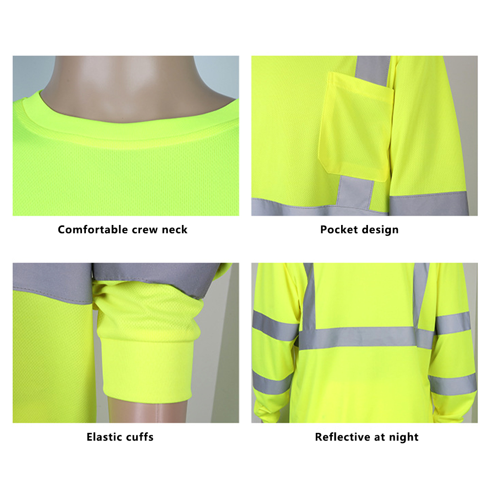 High Visibility Reflective Tape Safety T-Shirt with Pocket 3