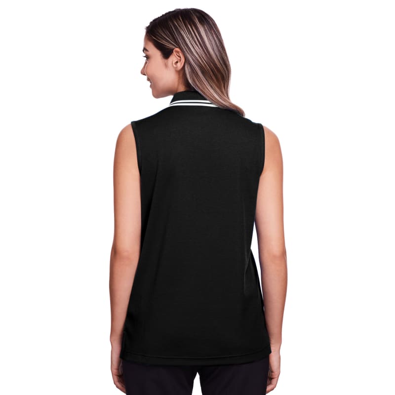 Devon & Jones Ladies' CrownLux Performance™ Plaited Tipped Sleeveless Polo 9