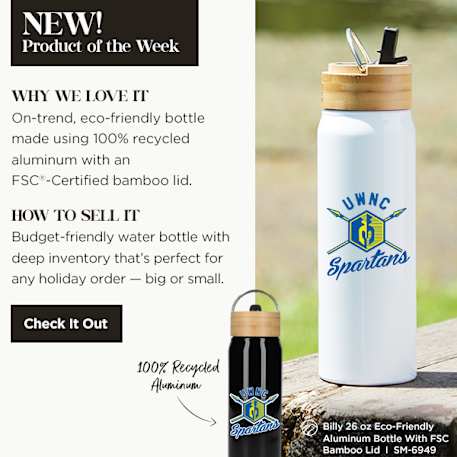 Billy 26oz Aluminum Bottle w/ FSC® Bamboo Lid 62