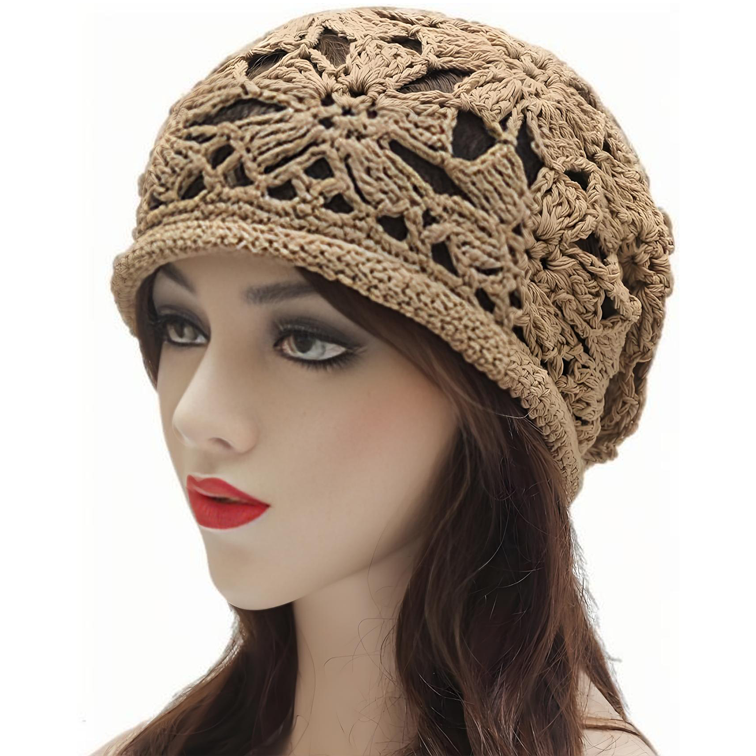 Thin Hollow Wool Knitted Handmade Women's Beanie 4