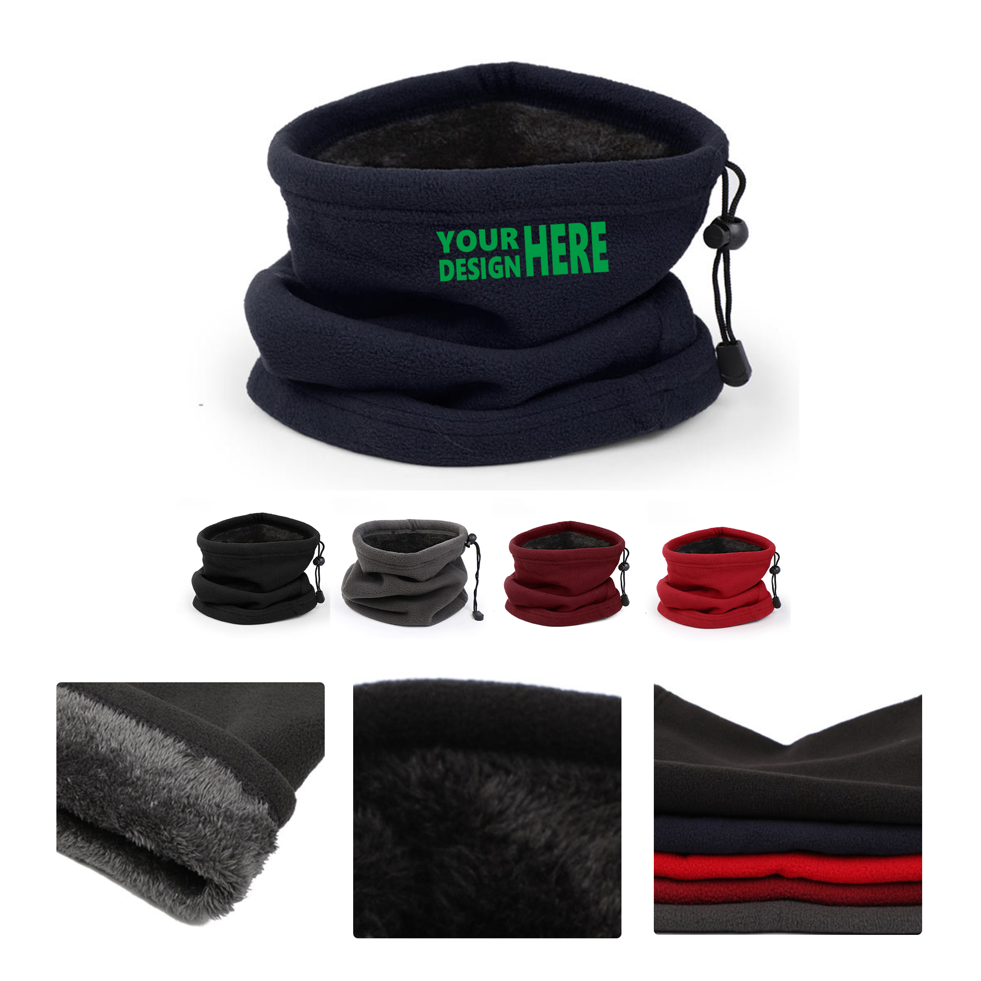 MOQ50 Winter Fleece Neck Warmer Drawstring Design Customization 2