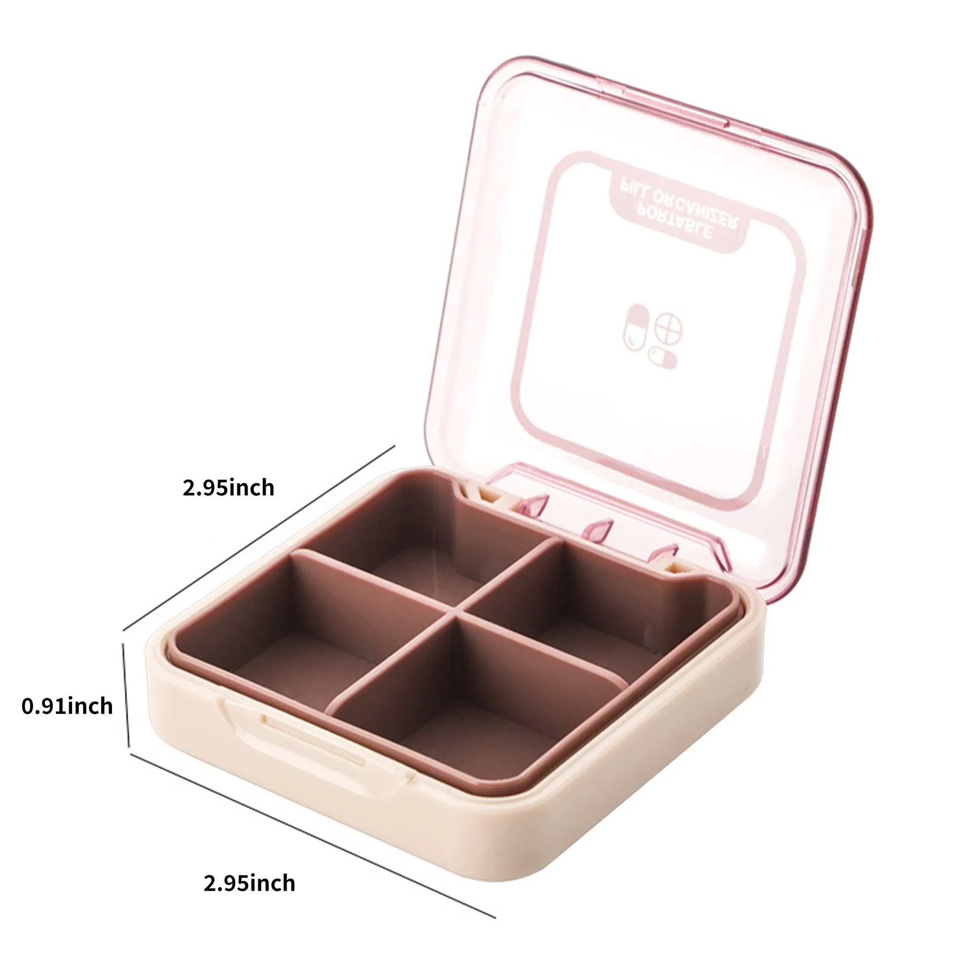 Portable 4-Compartment Pill Box for 3-Day Supply 5