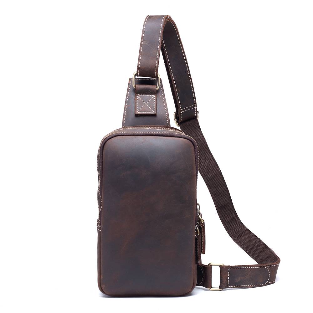 Genuine Leather Diagonal Shoulder Bag For Men 5