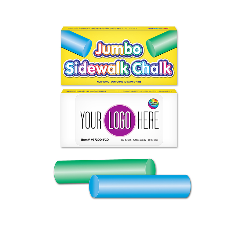 Two Pack Jumbo Sidewalk Chalk With Full Color Decal