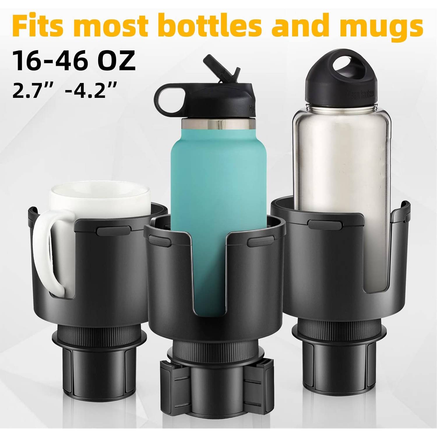 2 in 1 ABS Car Cup Holder Expander w/ Phone Mount 7
