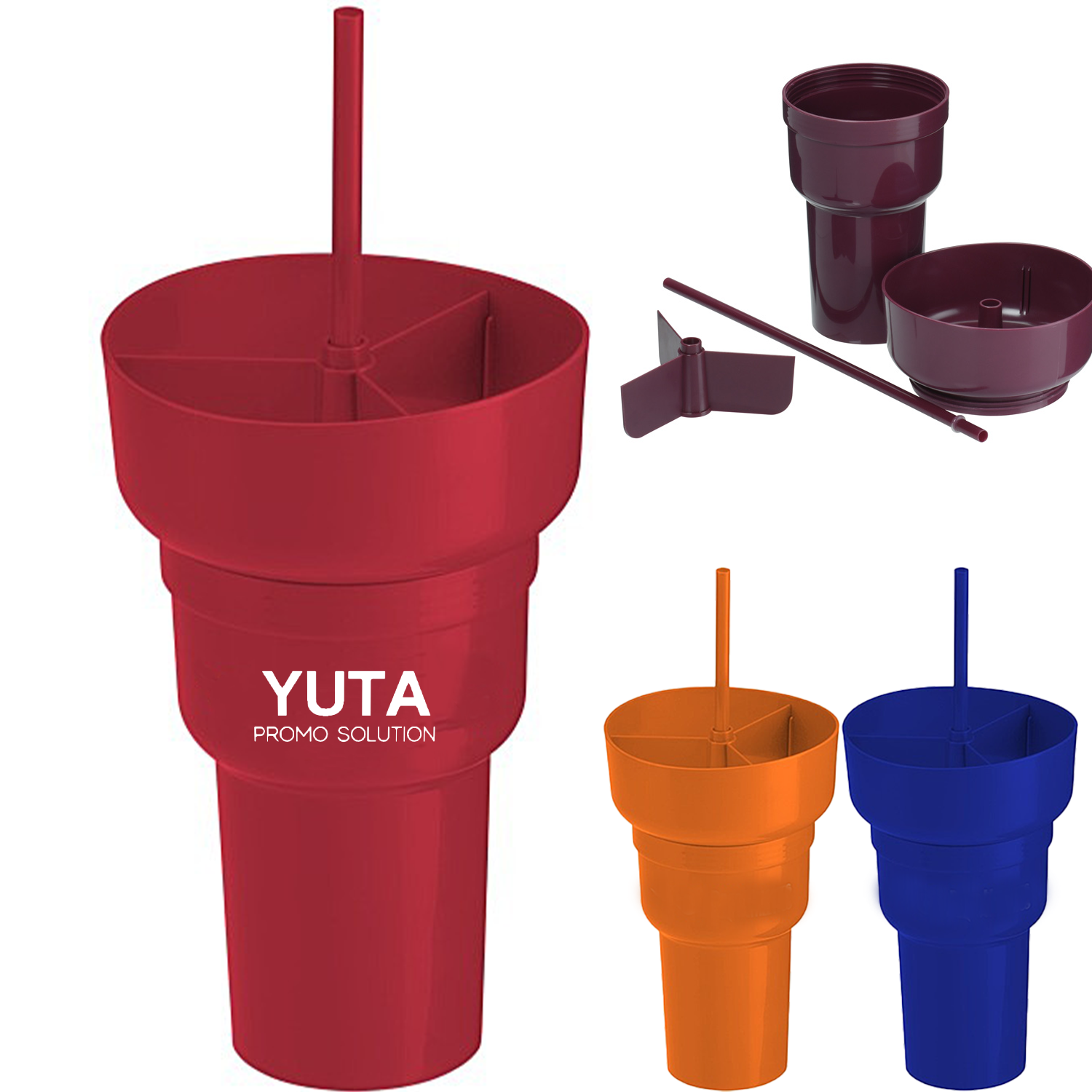 28 Oz Plastic Snack & Straw Cup 8