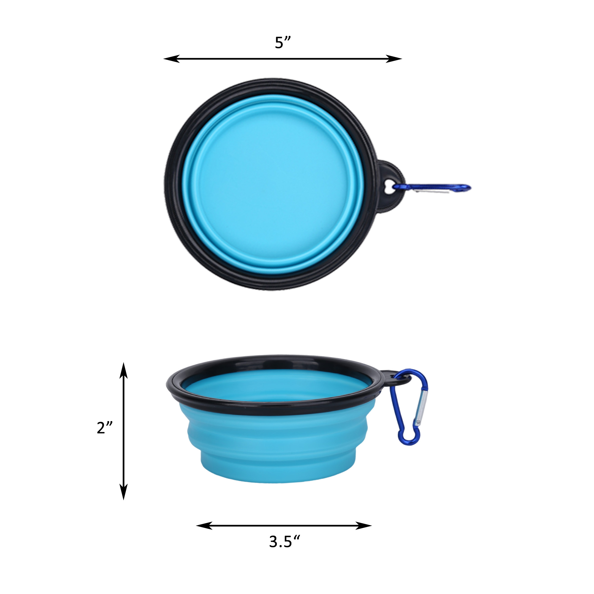12oz Portable Collapse TPE Pet Bowl Carabiner 3