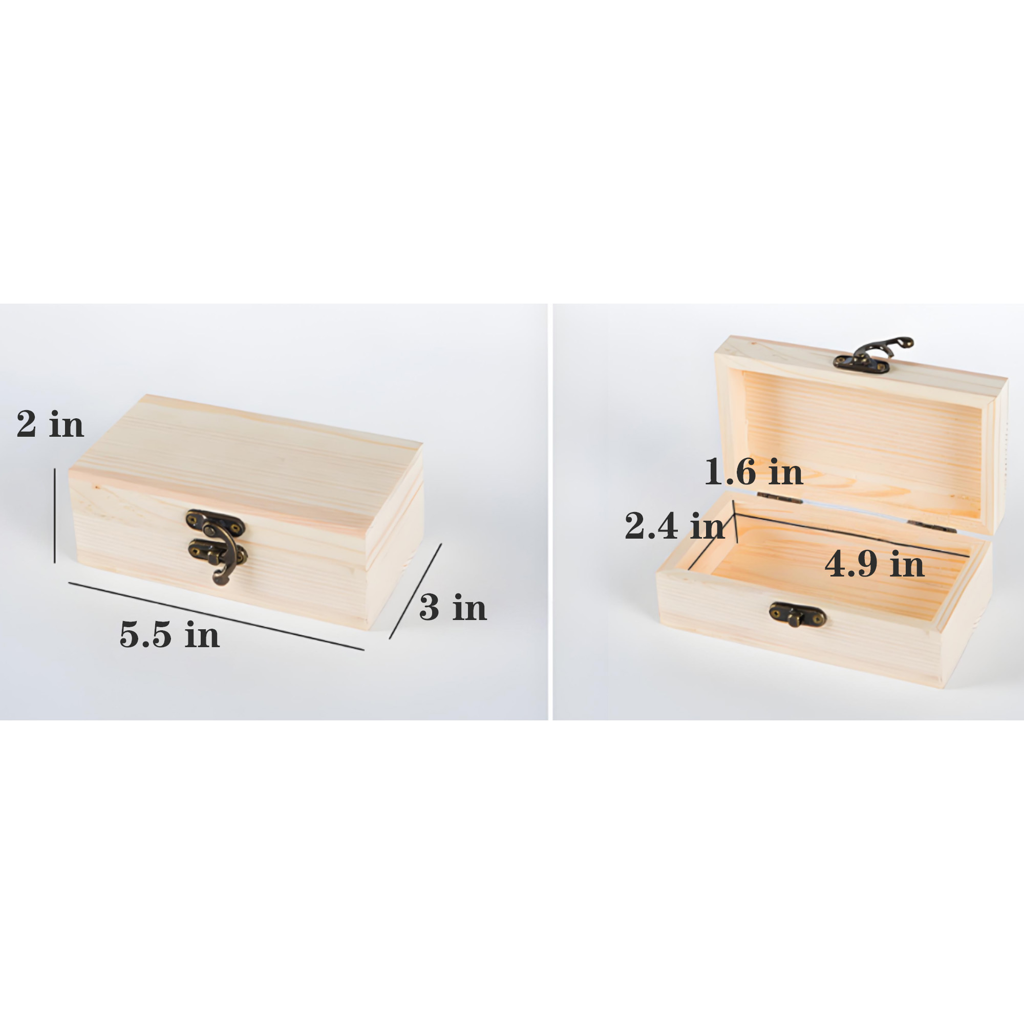 Wooden Storage Box Cuboid Flip Top Jewelry 2