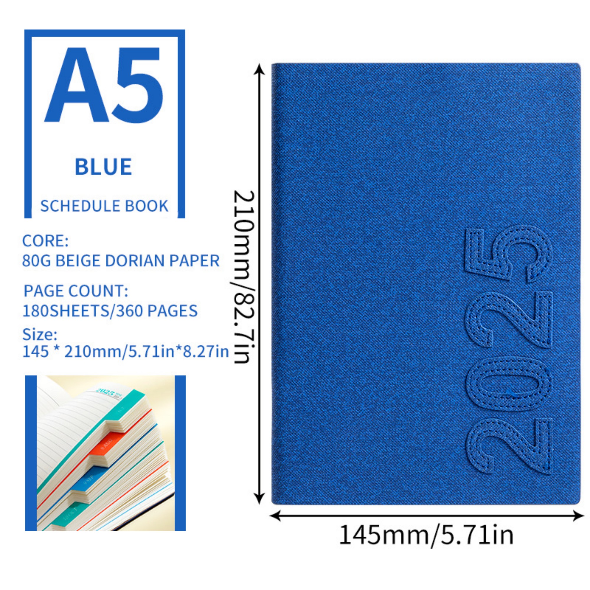 2025 Jan - Dec 5.8" x 8.4" A5 Daily Planner 1