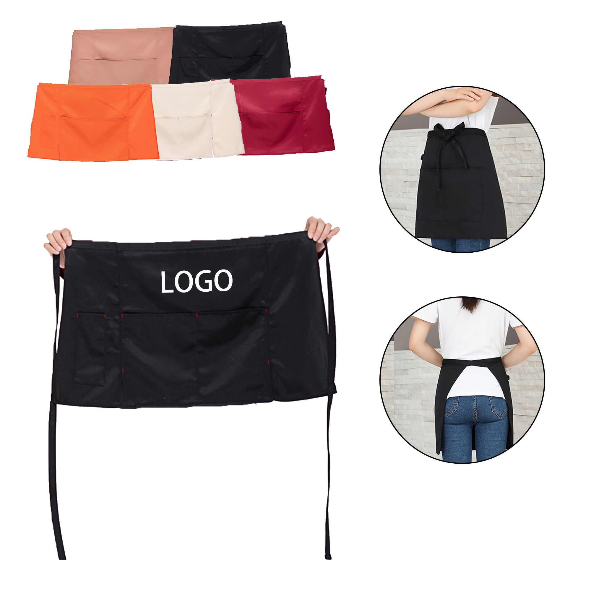 MOQ:10pcs Waist Aprons With Pockets 2