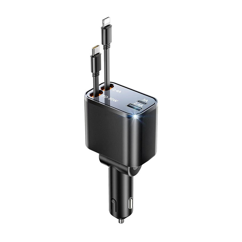 Custom Retractable Car Charger 4 in 1 Car Charger Adapter 2