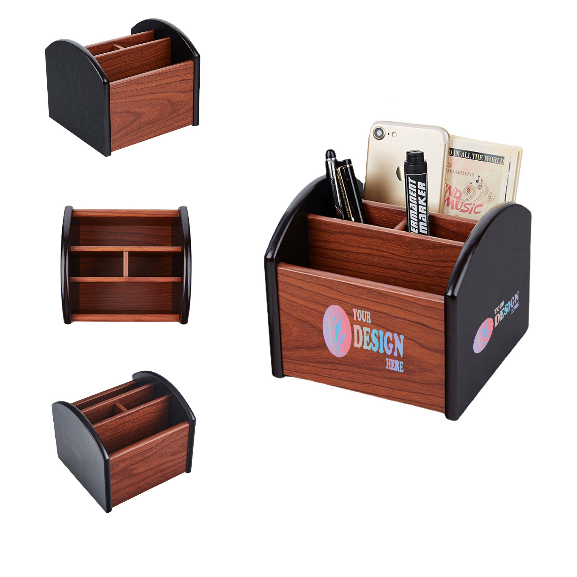 Desk Organizer Wood Pen Holder 4