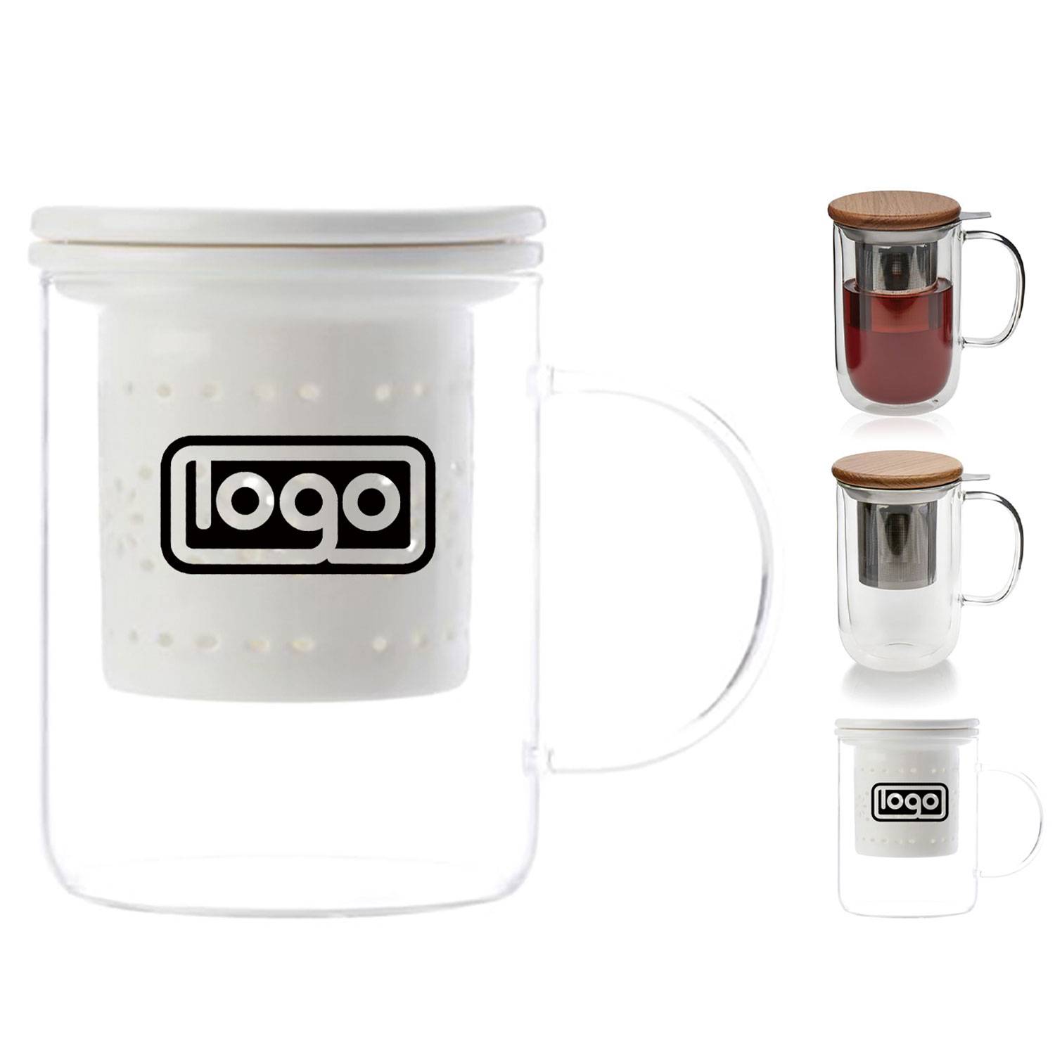10oz Double Wall Glass Cup with Tea Infuser 2