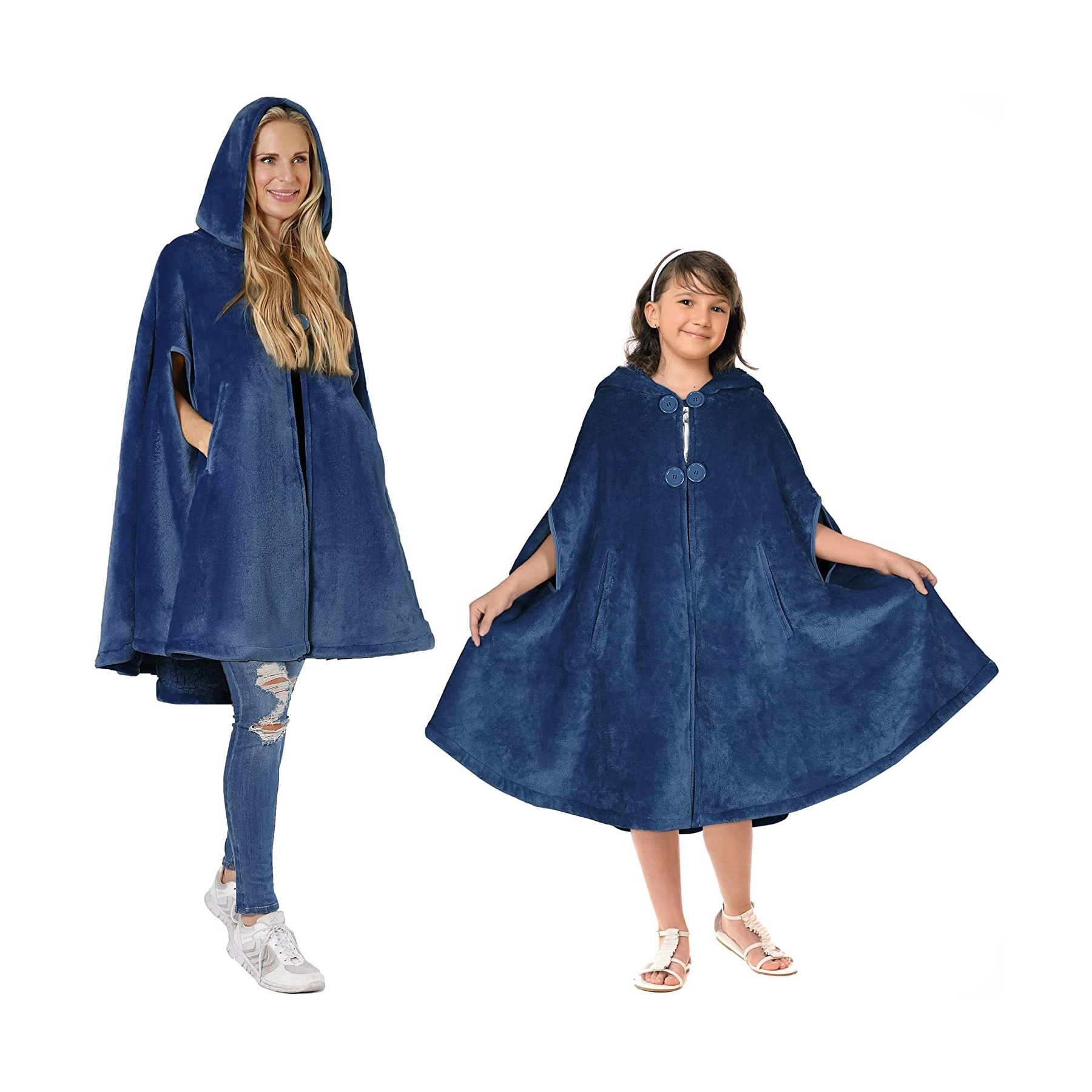 Poncho Hooded Blanket Wrap With Pockets Sherpa Fleece 8