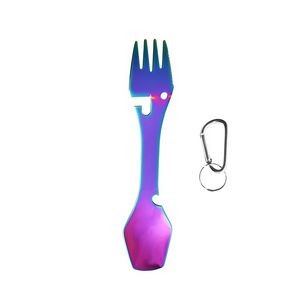 2 In 1 Dual Head Stainless Steel Fork And Square Spoon With Carabiner 12