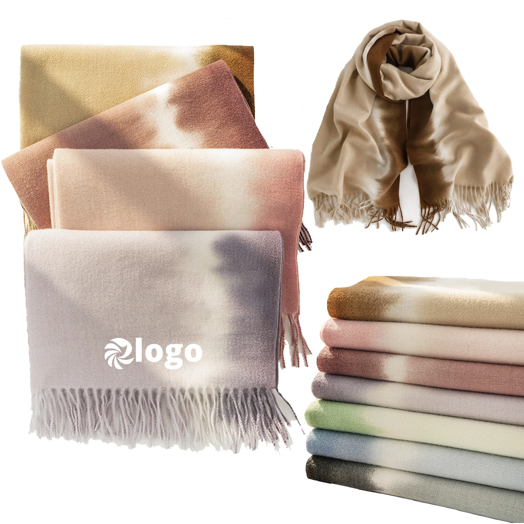 Gradient Winter Shawl Scarf with Faux Cashmere Feel