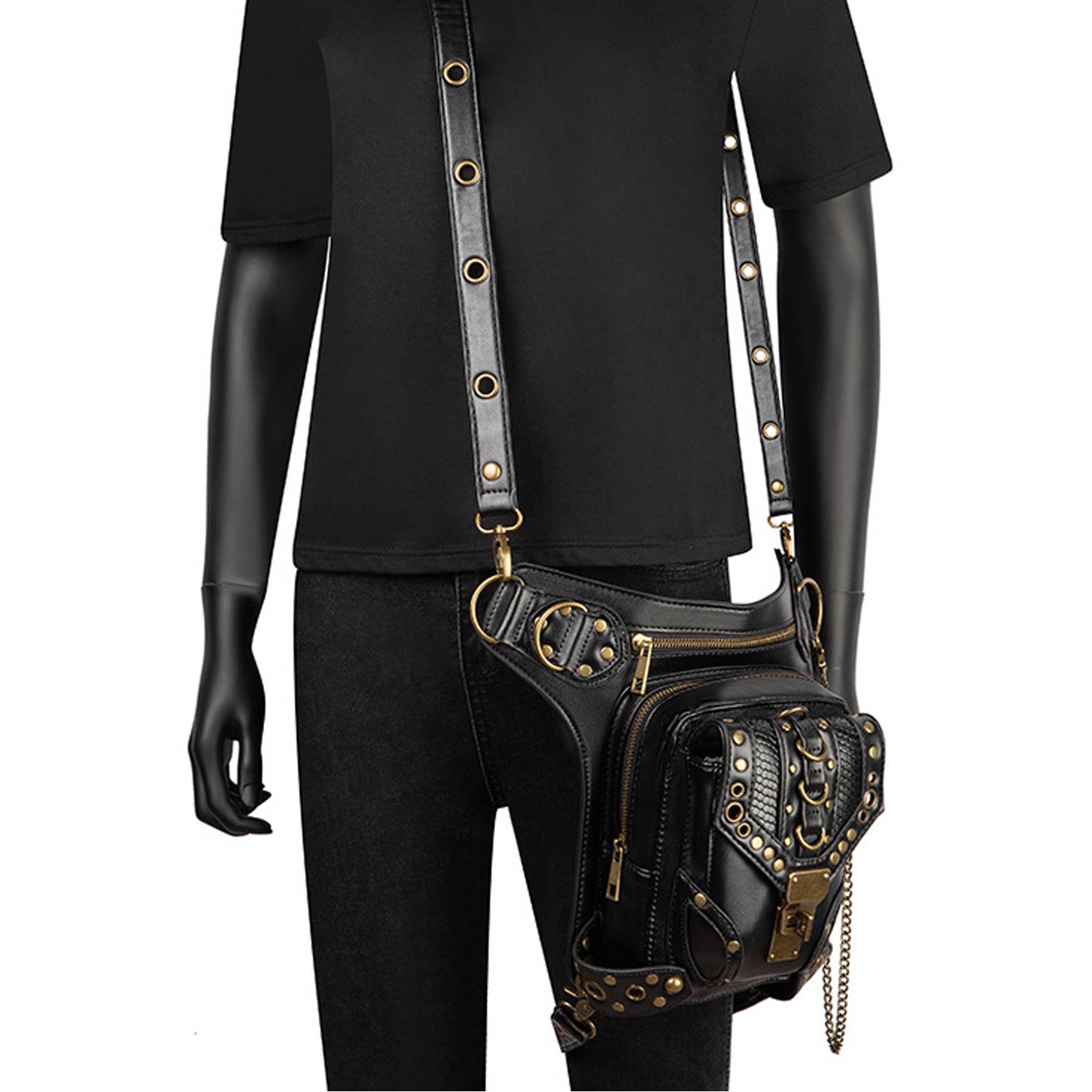 PU Leather Punk Retro Motorcycle Crossbody Bag 7