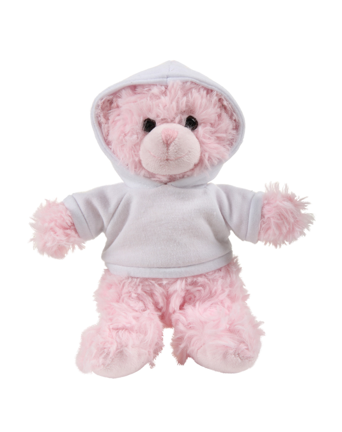 soft plush  Pink Curly Sitting Bear with hoodie 6