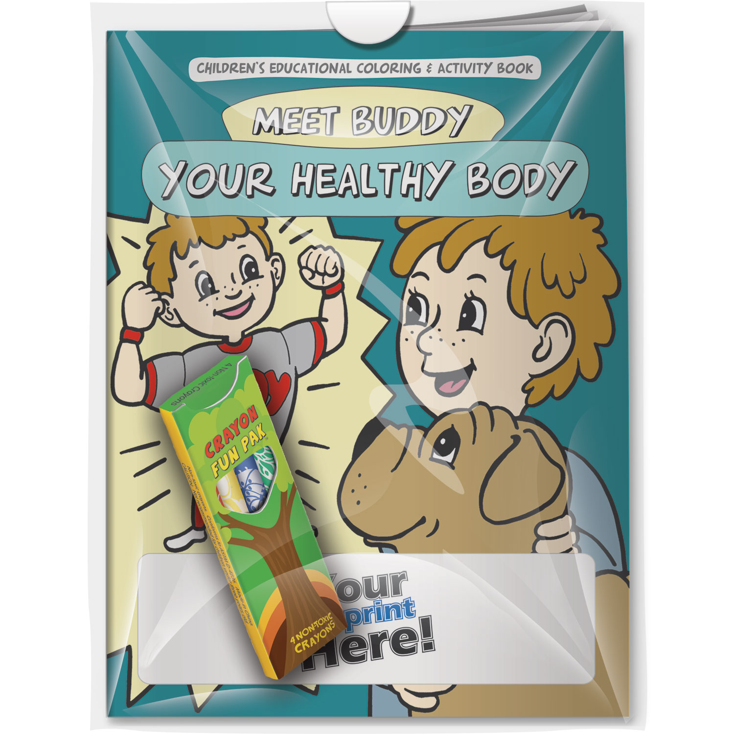 Combo Pack - CB1044 Coloring Book & 4-Pack of Crayons (Imprinted) in a Poly Bag 3
